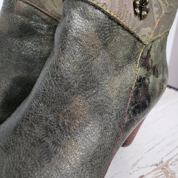 Spring Step L'Artiste Mottled Green Heeled Booties Best Love Size 41 (US 9.5) - Picture 4 of 8